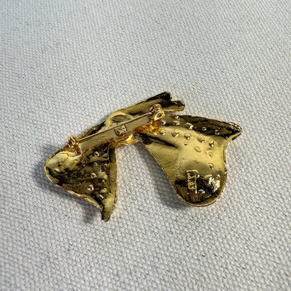 AAI Vintage Gold-Tone Textured Bow Brooch Pin MCM Mid-Century - Picture 9 of 9